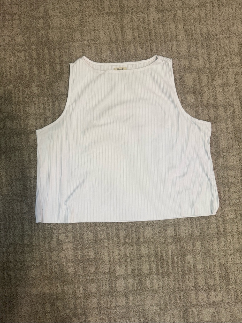 Madewell White Ribbed Sleeveless Boat Neck Tank Top Size 4xl